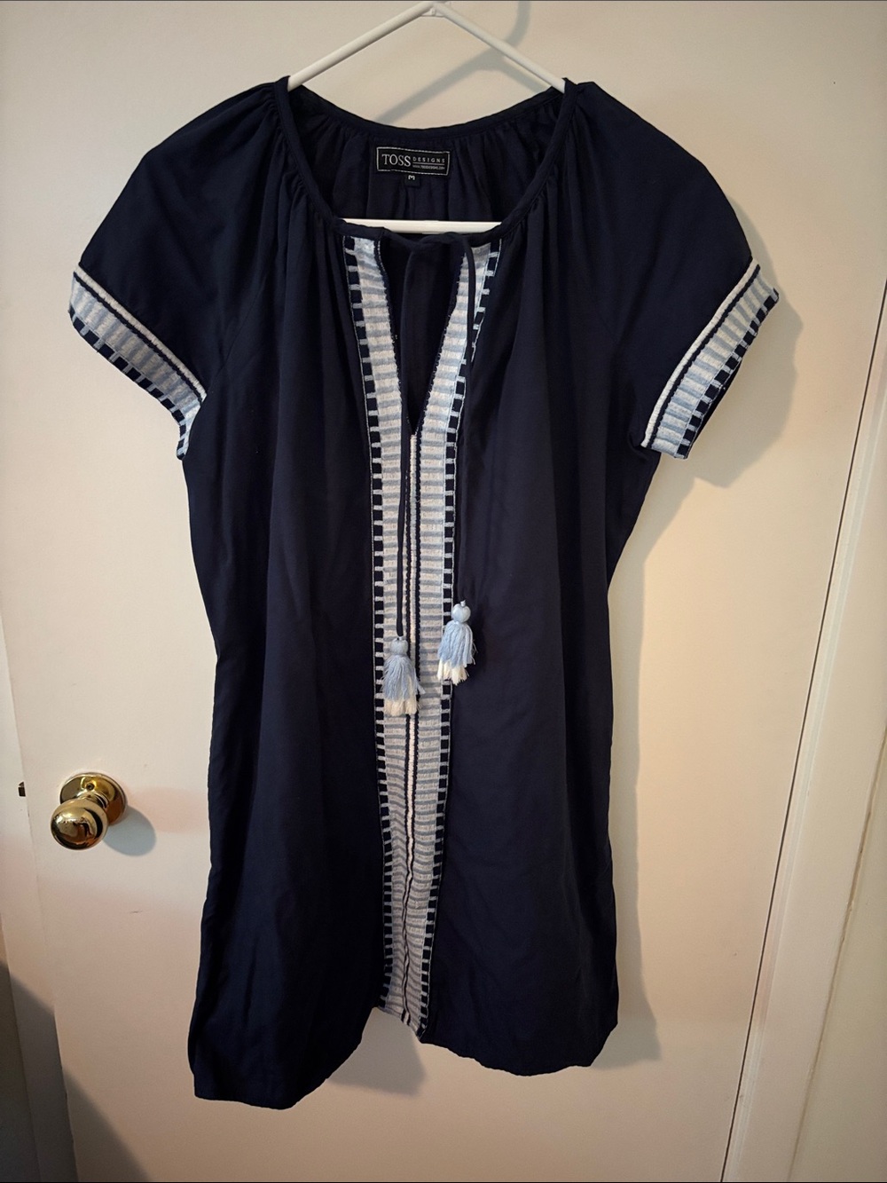 Toss Designs Navy Embroidered Mini Dress